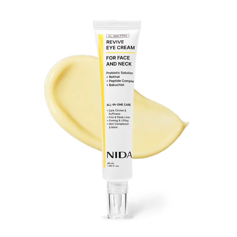 NIDA Revive Eye Cream For Face And Neck | Probiotics Lystate Solution, Retinal, Peptide Complex, Bakuchiol | Wrinkles, F