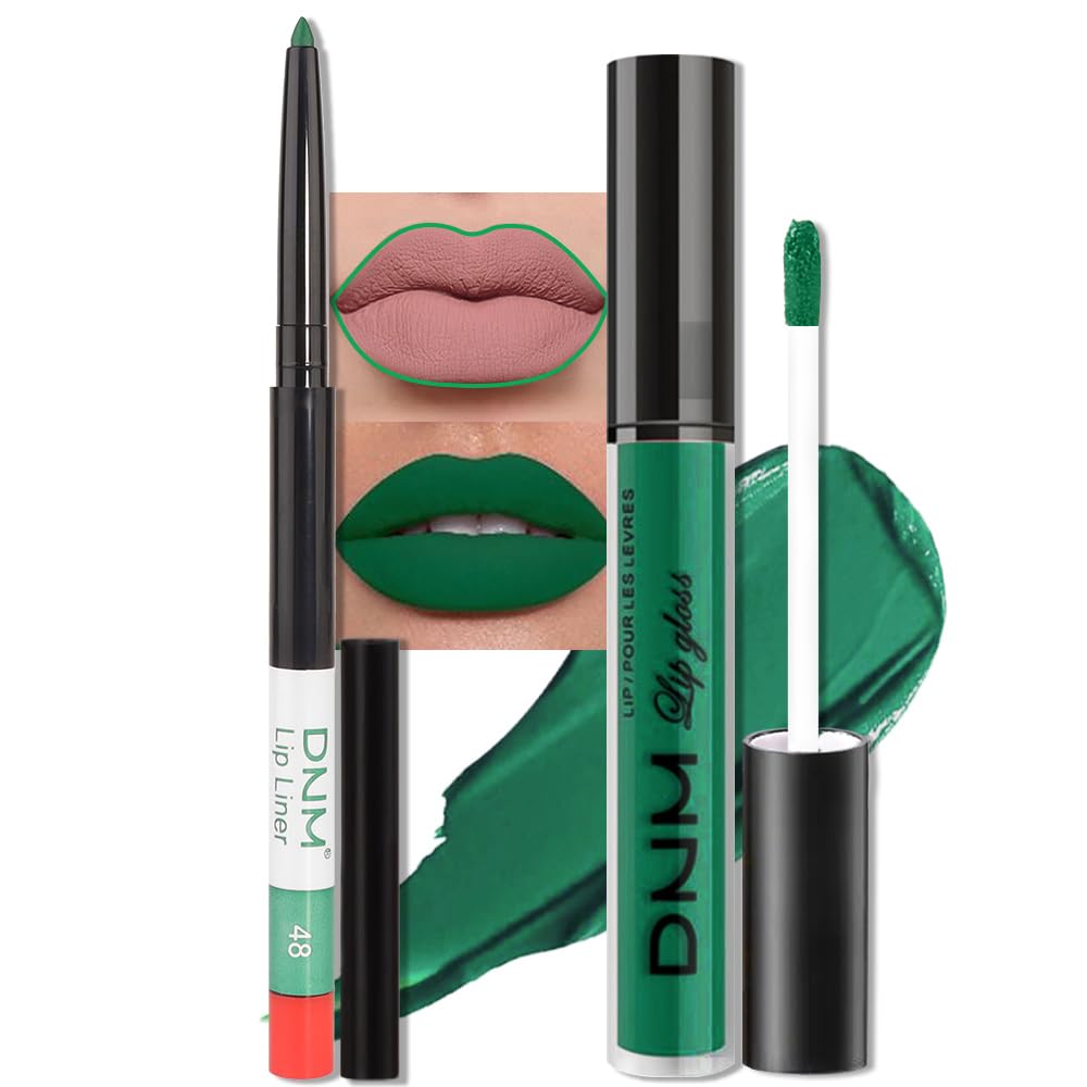 evpct 2Pcs Black Matte Liquid Lipstick and Lip Liner Gloss Stain Pencil Makeup Set Long Lasting Dark Matte Lipstick 24H 