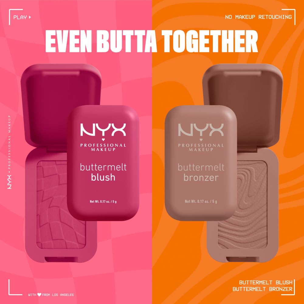 NYX PROFESSIONAL MAKEUP Buttermelt Powder Blush, Fade and Transfer-Resistant Blush, Up to 12HR Make Up Wear, Vegan Formu