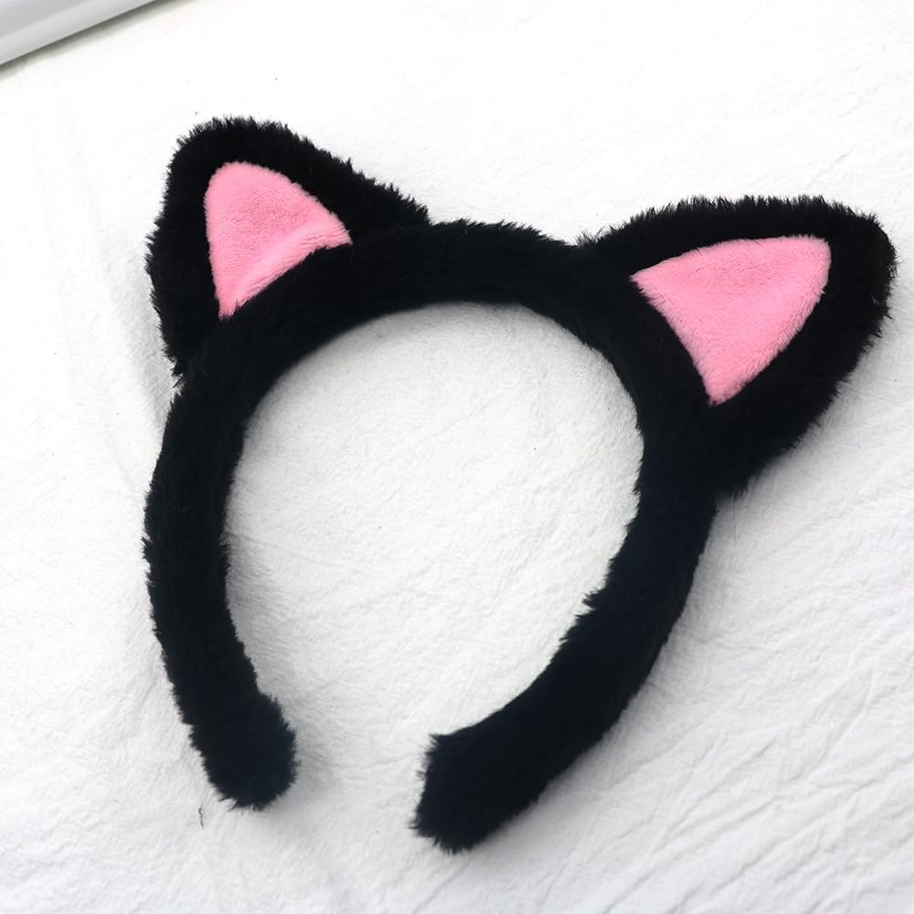 2 Pack Cat Ears Headband, Soft Fuzzy Plush Headbands, One Size Fits Most