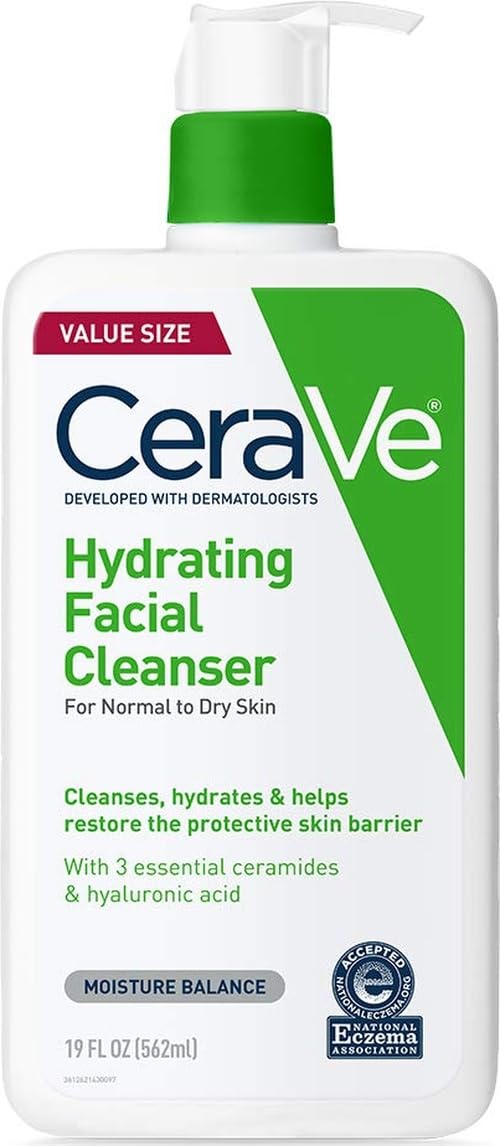 CeraVe Hydrating Cleanser with Hyaluronic Acid, Gentle Face Cleanser,16oz