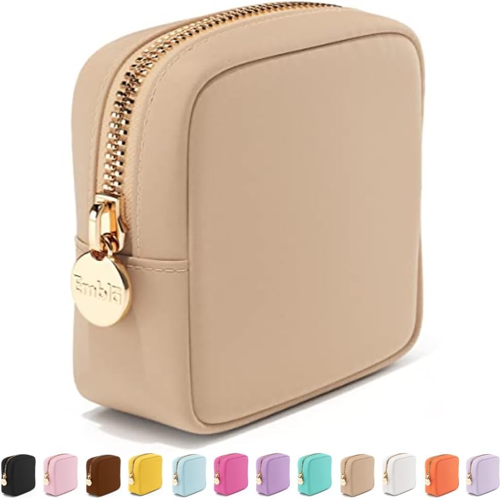 Embla Small Makeup Bag for Purse, Mini Waterproof Nylon Cosmetic Pouch, Durable and Lightweight Travel Toiletry Bag with