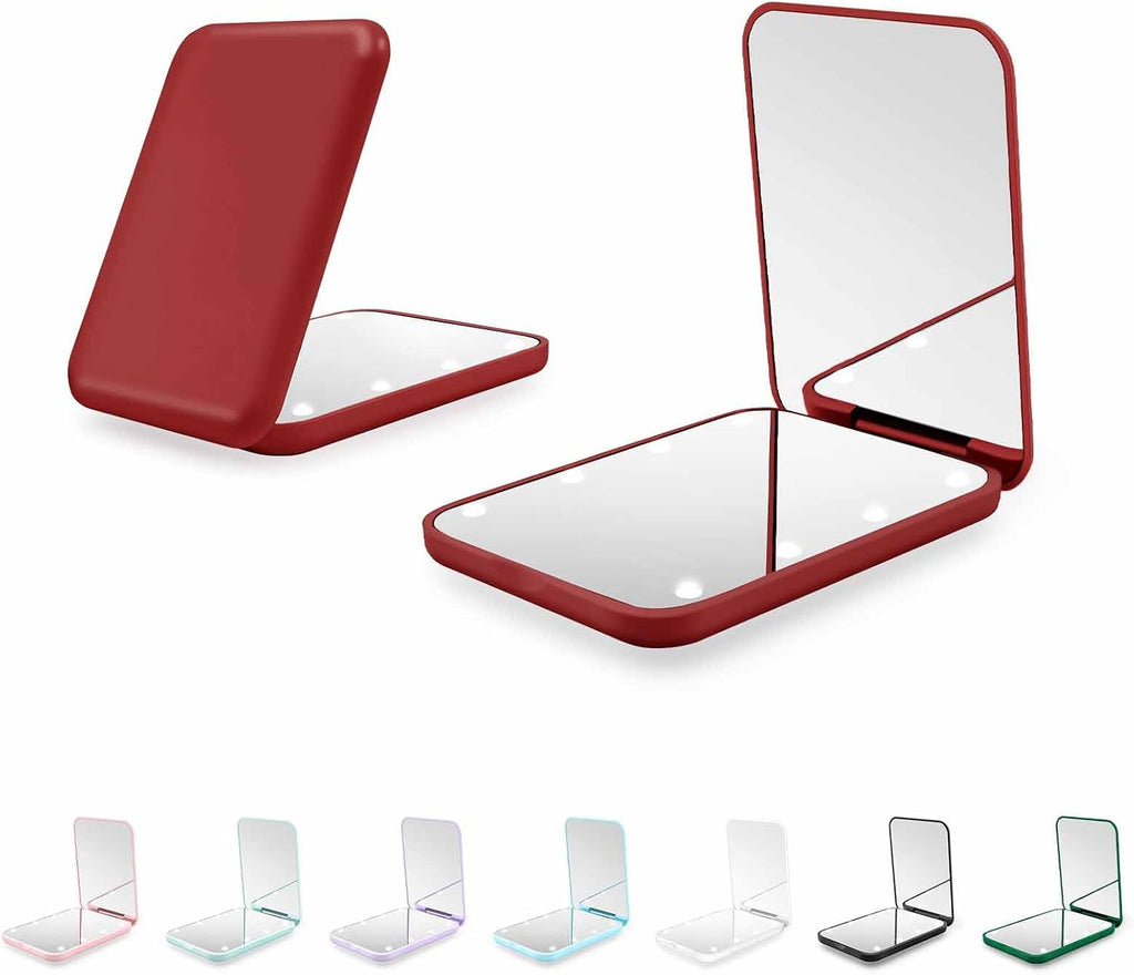 Compact Mirror with Light, 1X/3X Magnification LED Pocket Mirror for Women