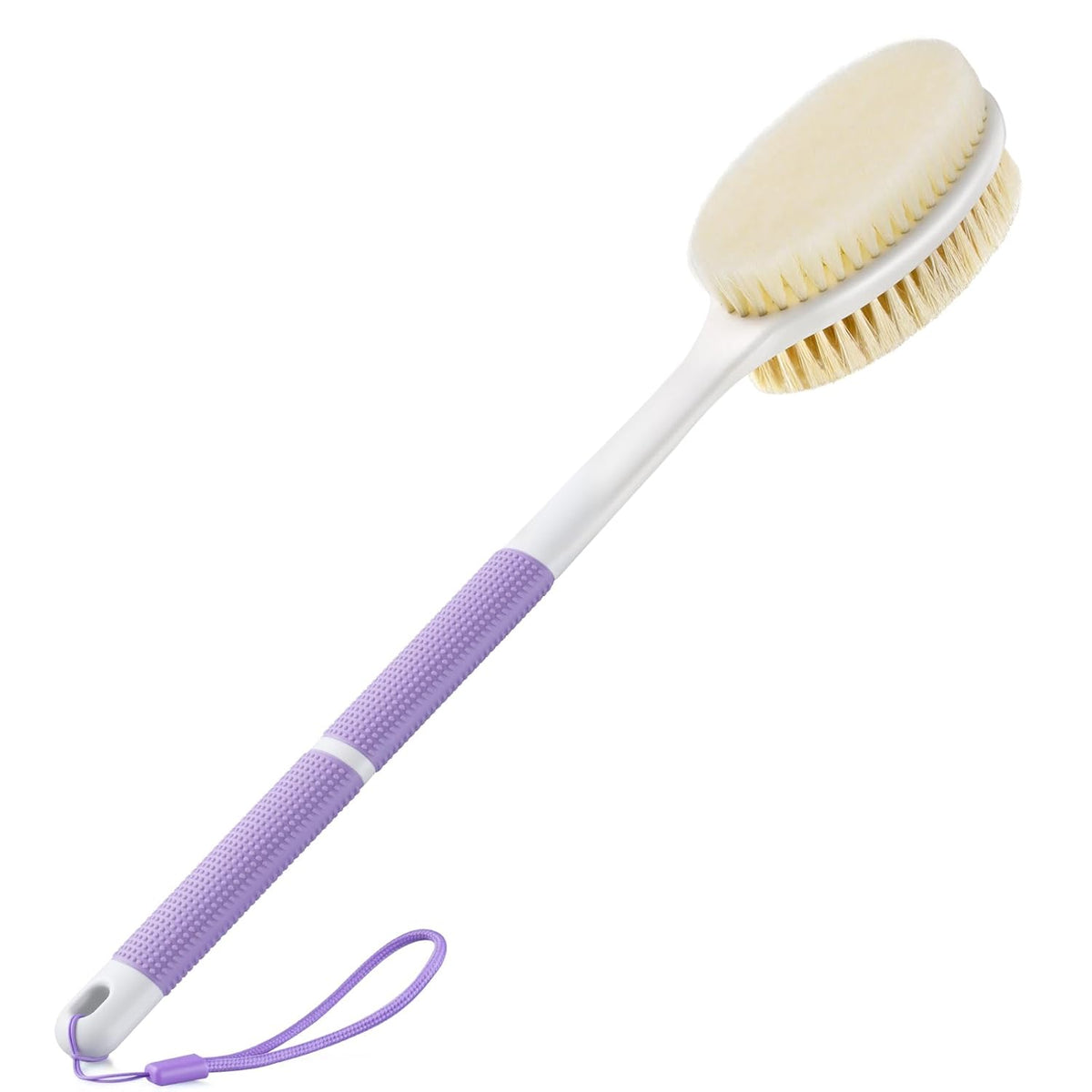 Back Scrubber Anti Slip for Shower, Shower Brush Long Handle with Stiff and Soft Bristles, Body Exfoliator for Bath or D