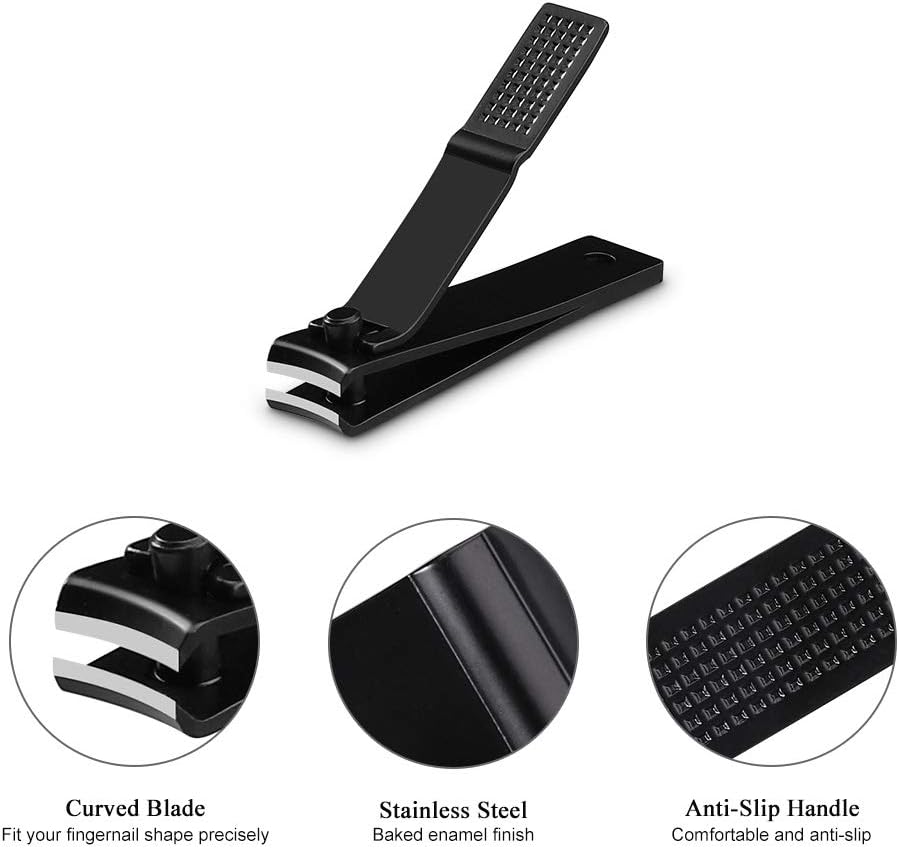 Nail Clippers Set with Visibly Tin Case, Black