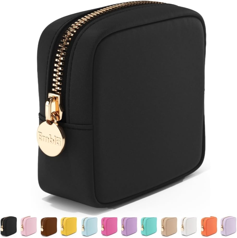 Embla Small Makeup Bag for Purse, Mini Waterproof Nylon Cosmetic Pouch, Durable and Lightweight Travel Toiletry Bag with