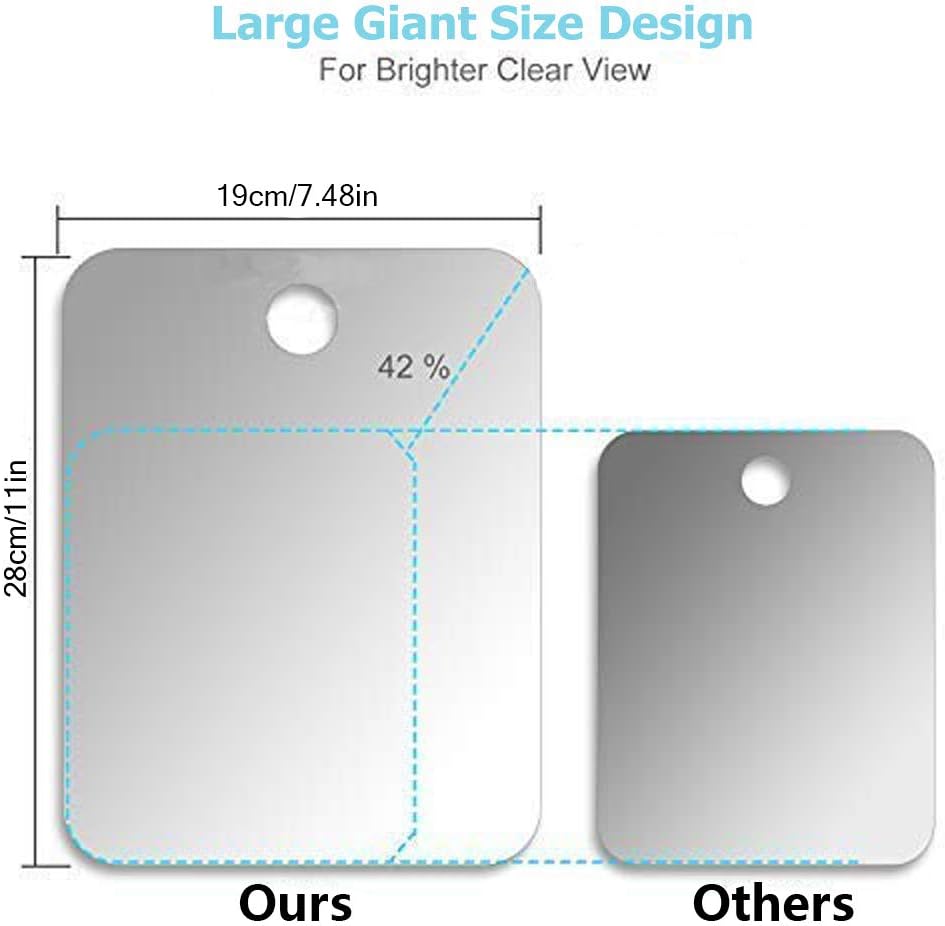 APHUIME Large Fogless Shower Mirror, Anit-Fog Shaving Mirror with hook