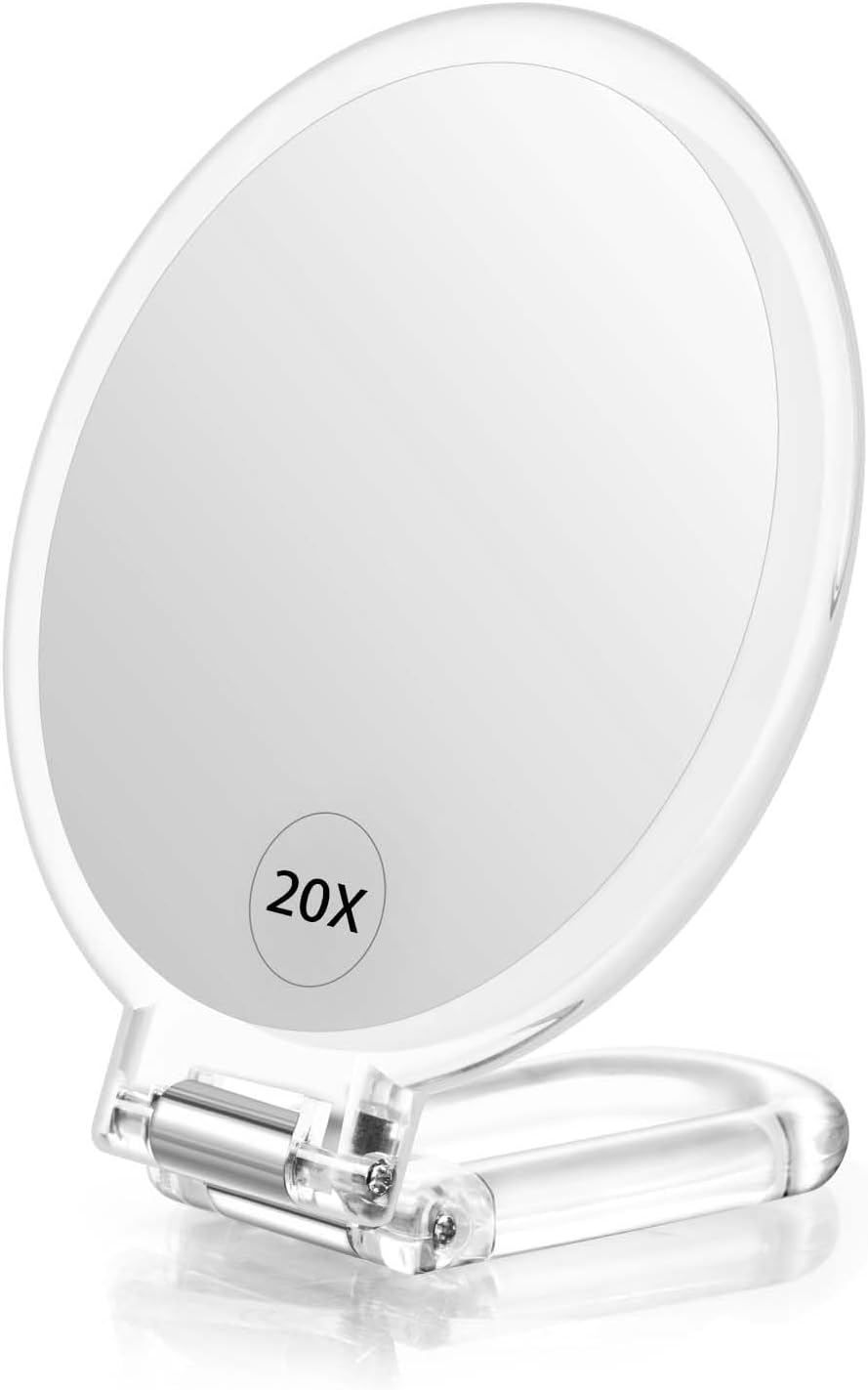CLSEVXY Magnifying Handheld Mirror Double Sided, 1X 15X Magnification Hand Mirrors, Travel Folding Hand Held Mirror, 360