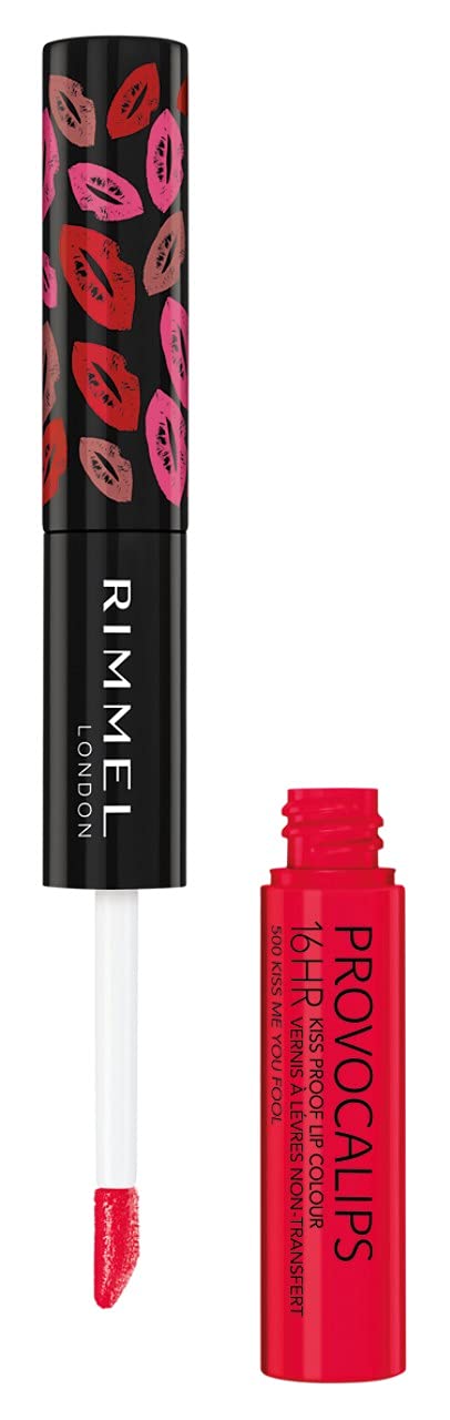 Rimmel London Provocalips 16hr Kiss-Proof Lip Color - Two-Step Liquid Lipstick to Lock in Color and Shine - 500 Kiss Me 