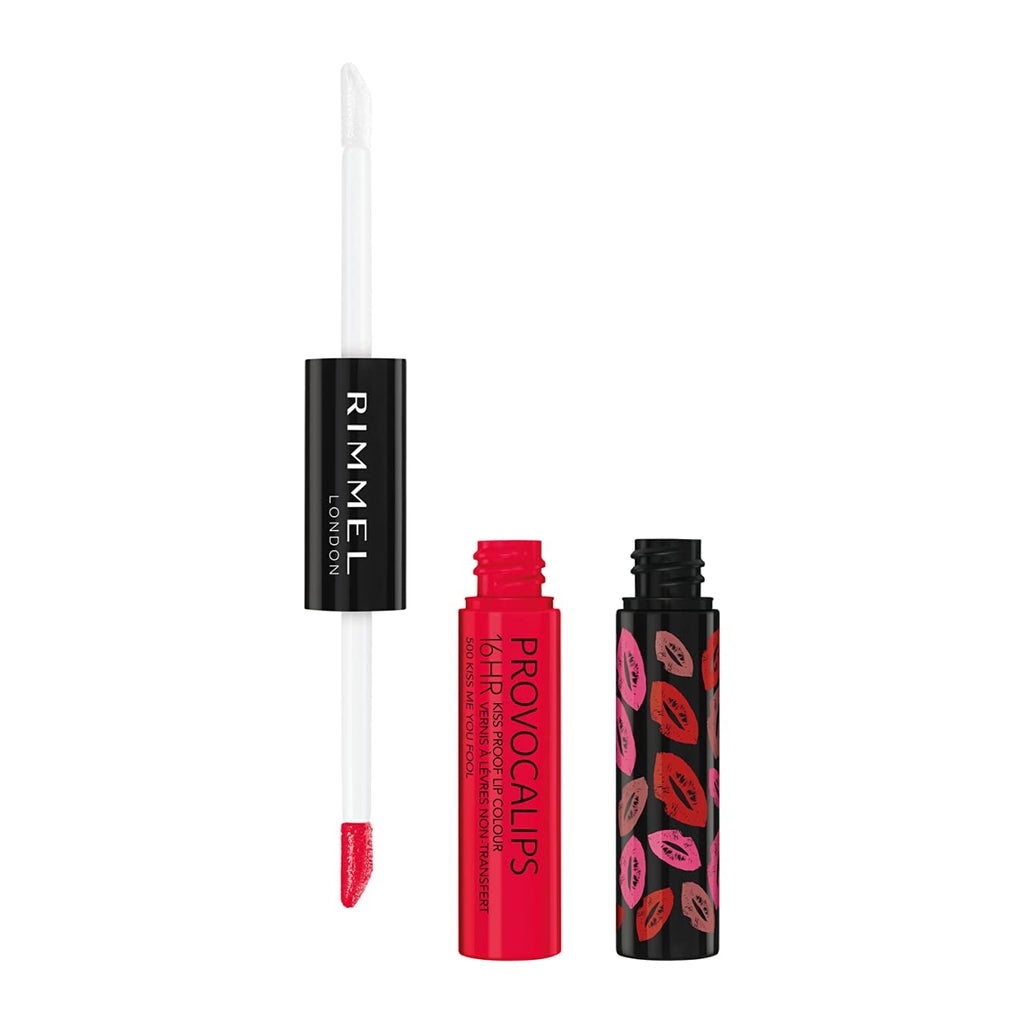 Rimmel London Provocalips 16hr Kiss-Proof Lip Color - Two-Step Liquid Lipstick to Lock in Color and Shine - 500 Kiss Me 