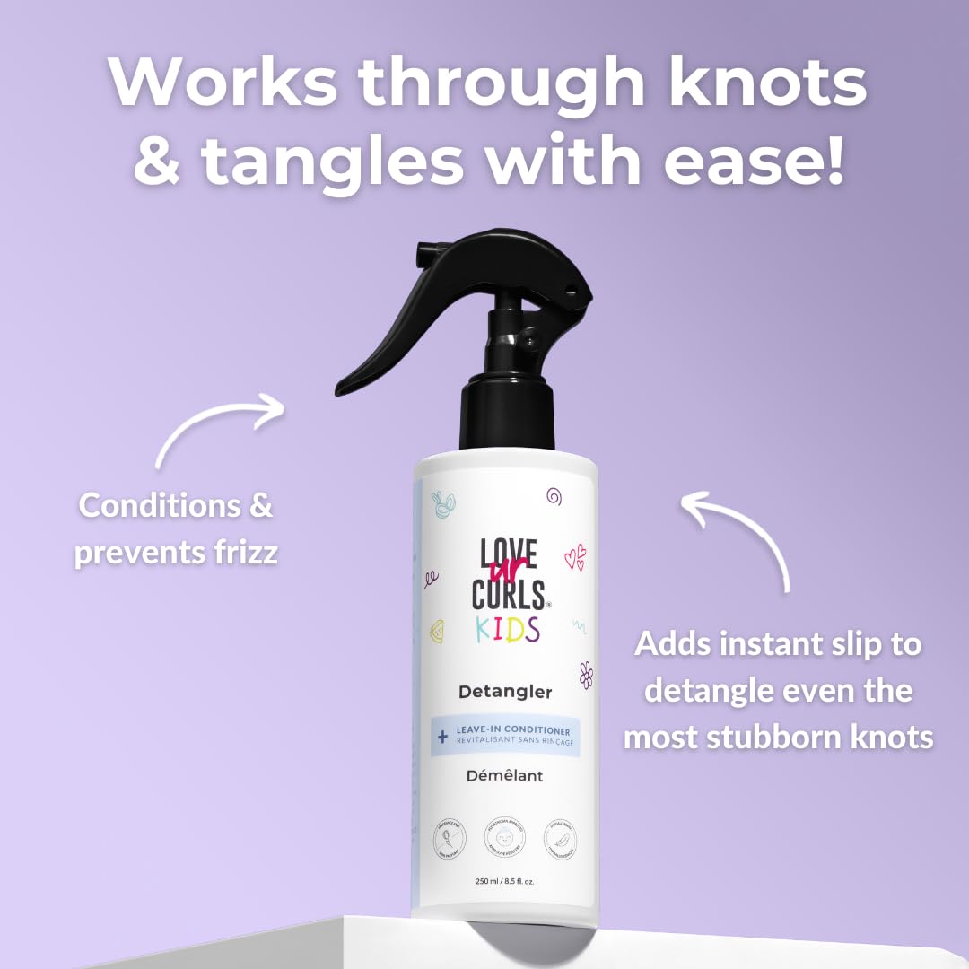 Love Ur Curls Kids Detangler Spray - Leave In Conditioner, Fragrance Free