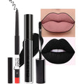 evpct 2Pcs Black Matte Liquid Lipstick and Lip Liner Gloss Stain Pencil Makeup Set Long Lasting Dark Matte Lipstick 24H 