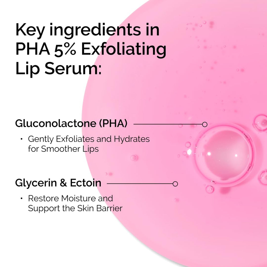 The Ordinary PHA 5% Exfoliating Lip Serum, Hydrating Overnight Lip Exfoliator Treatment