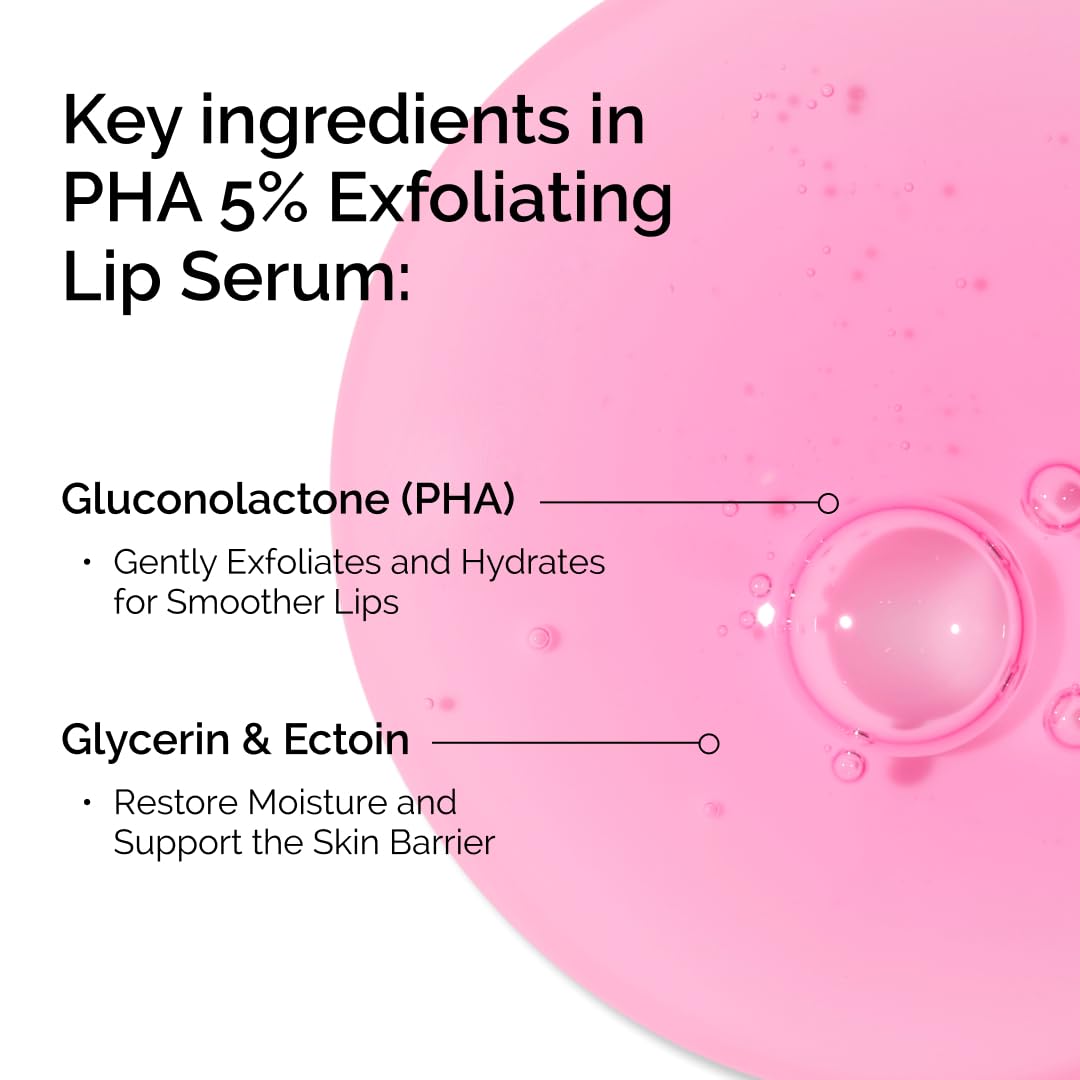 The Ordinary PHA 5% Exfoliating Lip Serum, Hydrating Overnight Lip Exfoliator Treatment