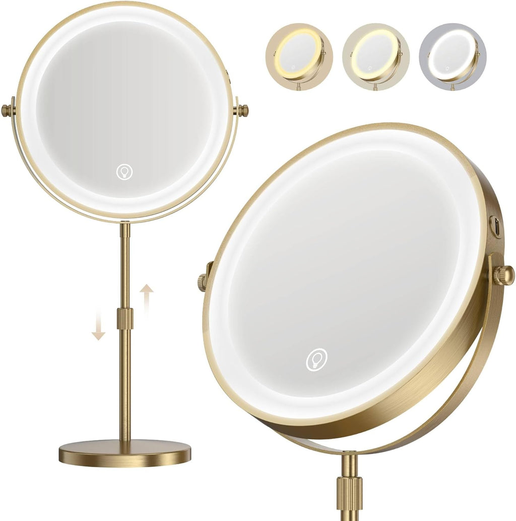 Dienmern 1X/30X Makeup Mirror with Lights, 9" Magnifying Vanity Mirror