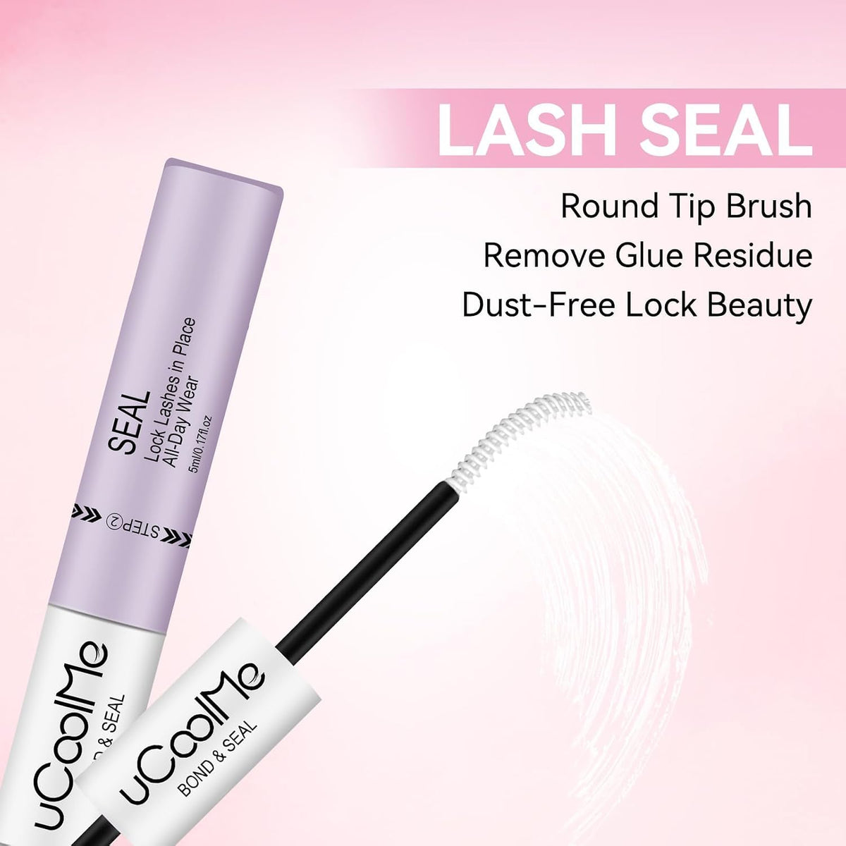 uCoolMe Lash Bond and Seal Waterproof 10ML for Lash Clusters 144Hours SuperStrong Long-Lasting Non-Irritating Eyelash Gl