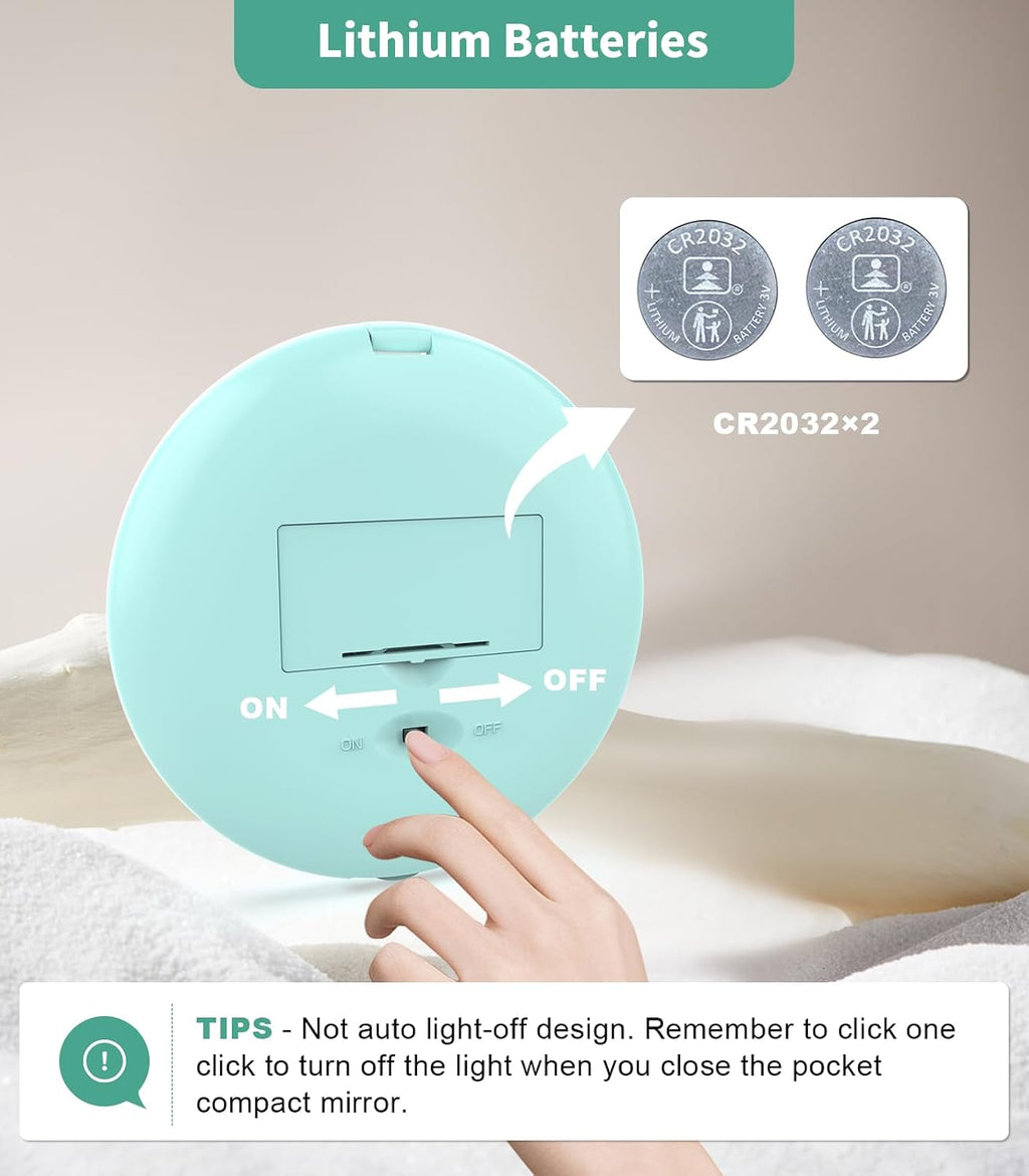 WOBSION 10X Magnification Compact Mirror with Light