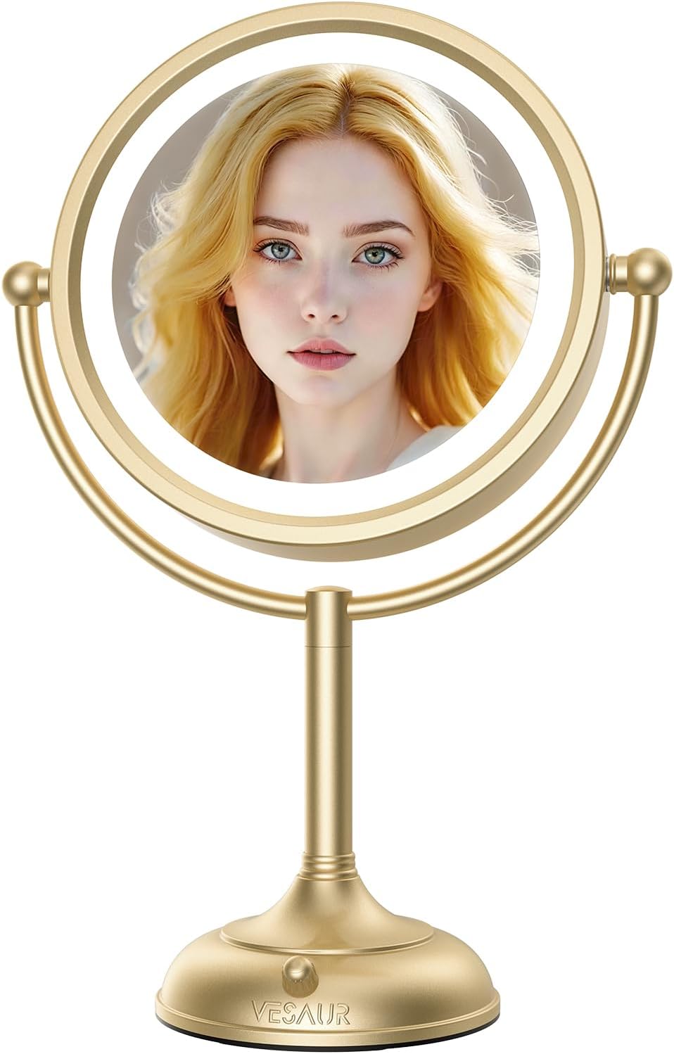 Professional 8.5" Large Lighted Makeup Mirror with Brighter Lights, 1X/10X True HD Magnifying Mirror with 3 Color Dimmab