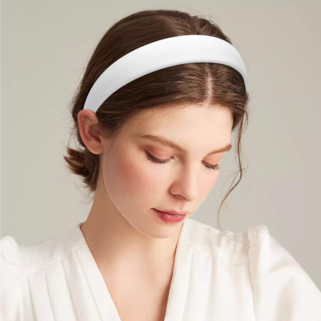 WantGor 1 Inch PU Leather Headband, Wide Padded Hairband Fashion Hair Bands