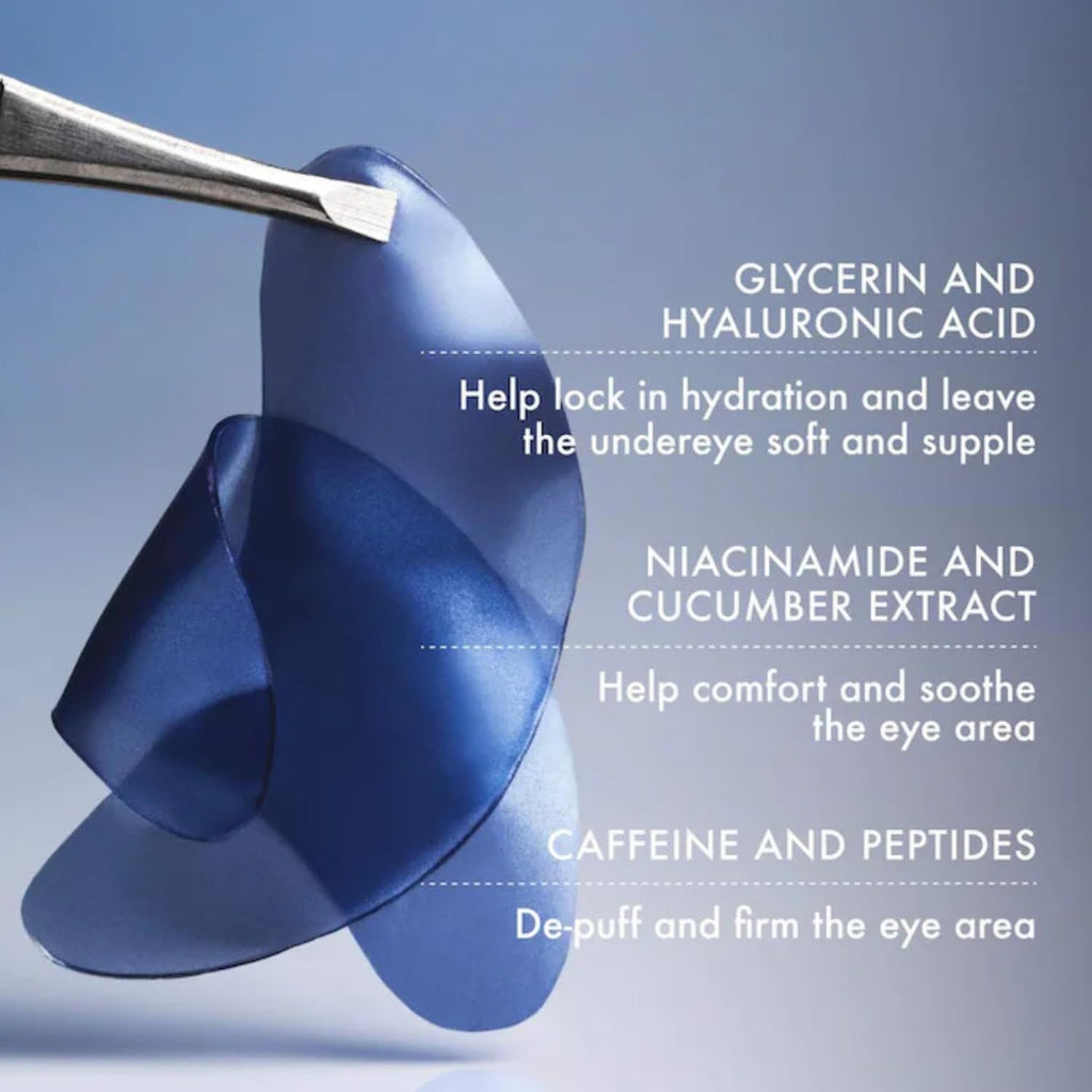 Summer Fridays Jet Lag Hydrating Eye Patches - De-puffing Hydrogel Under Eye Masks with Hyaluronic Acid, Caffeine + Pept