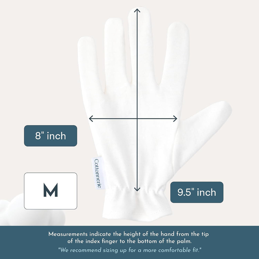 4 Pairs Cottonnerie Original Cotton Gloves for Dry Hands Sleeping, Moisturizing Gloves Overnight, Hand Moisturizer Glove