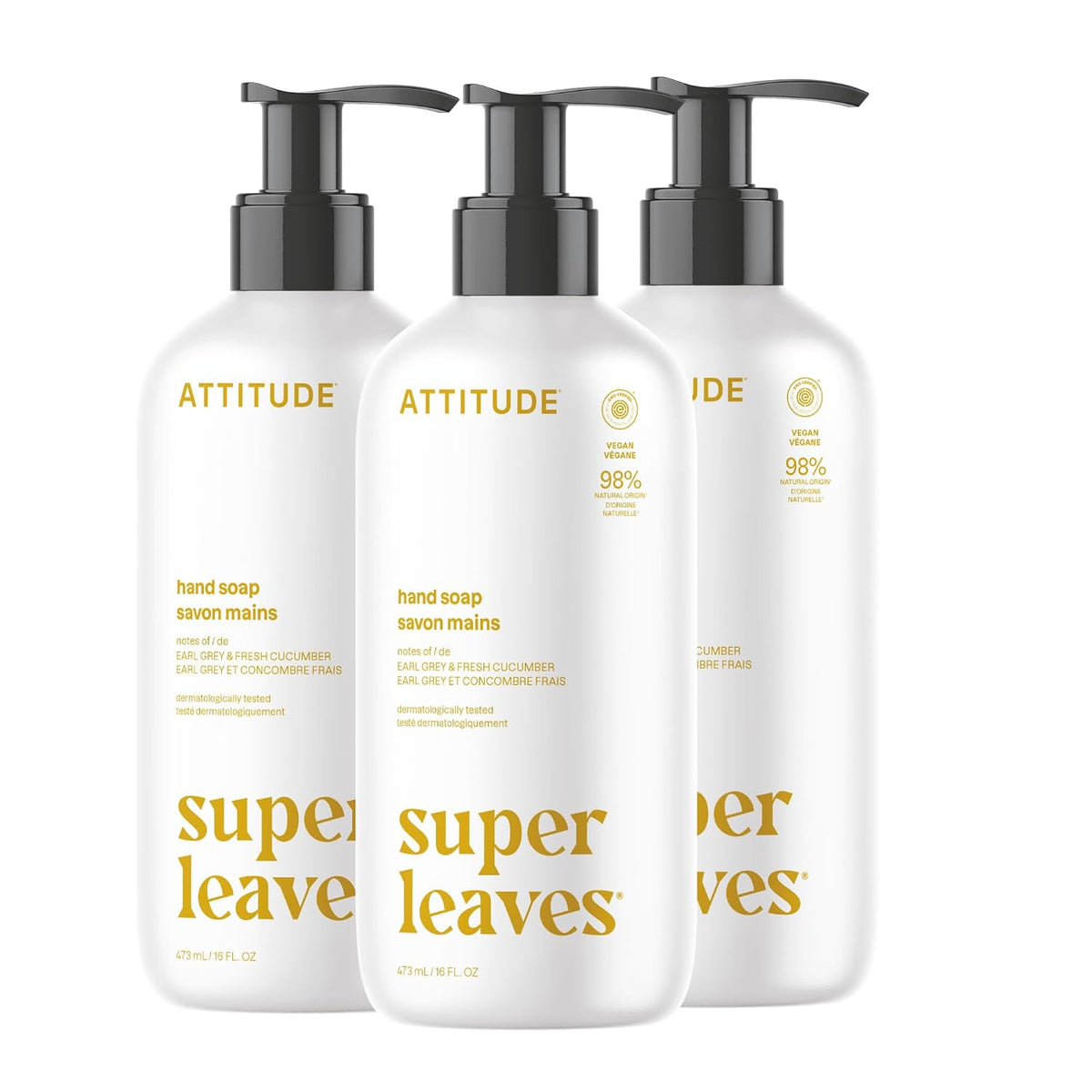 ATTITUDE Hand Soap, EWG Verified, Unscented, 16 oz