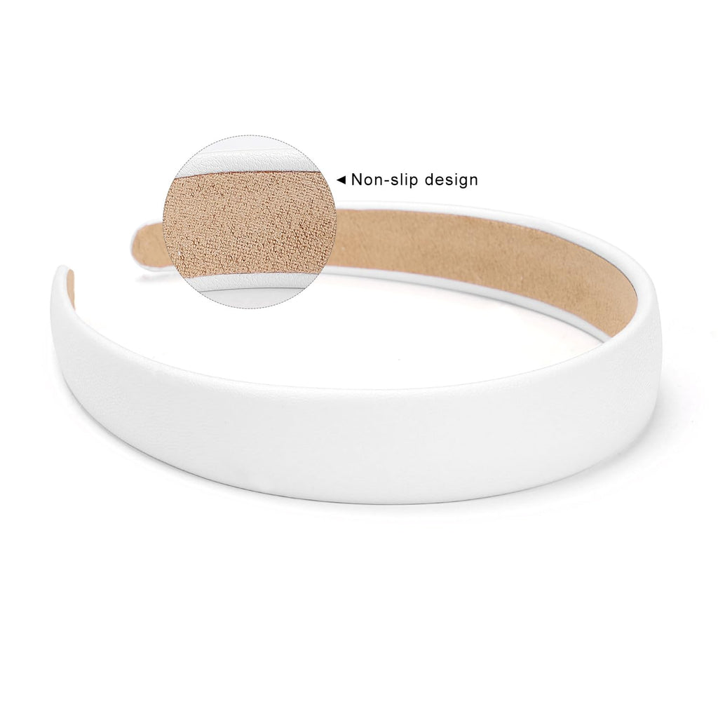 WantGor 1 Inch PU Leather Headband, Wide Padded Hairband Fashion Hair Bands