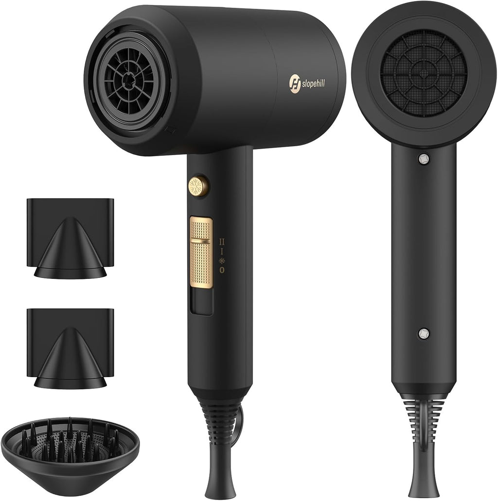 slopehill Professional Ionic Hair Dryer, Powerful 1800W Fast Drying Low Noise Blow Dryer with 2 Concentrator Nozzle 1 Di
