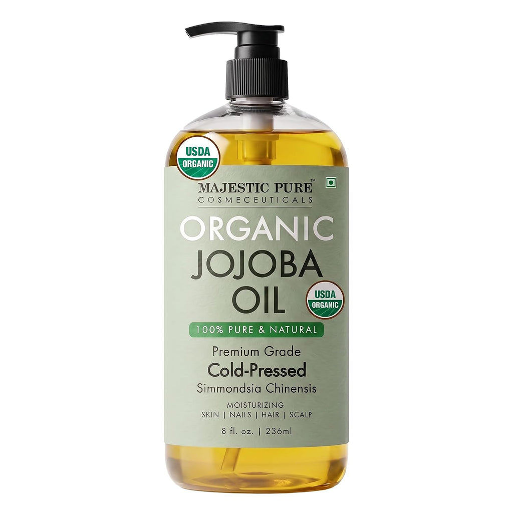 Majestic Pure USDA Organic Jojoba Oil 100% Pure & Natural Hair Tonic- 8 Oz
