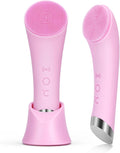 PRITECH Facial Cleansing Brush, Rechargeable Silicone Face Scrubber with Heat Massage End, Vibrating Exfoliator Scrubber