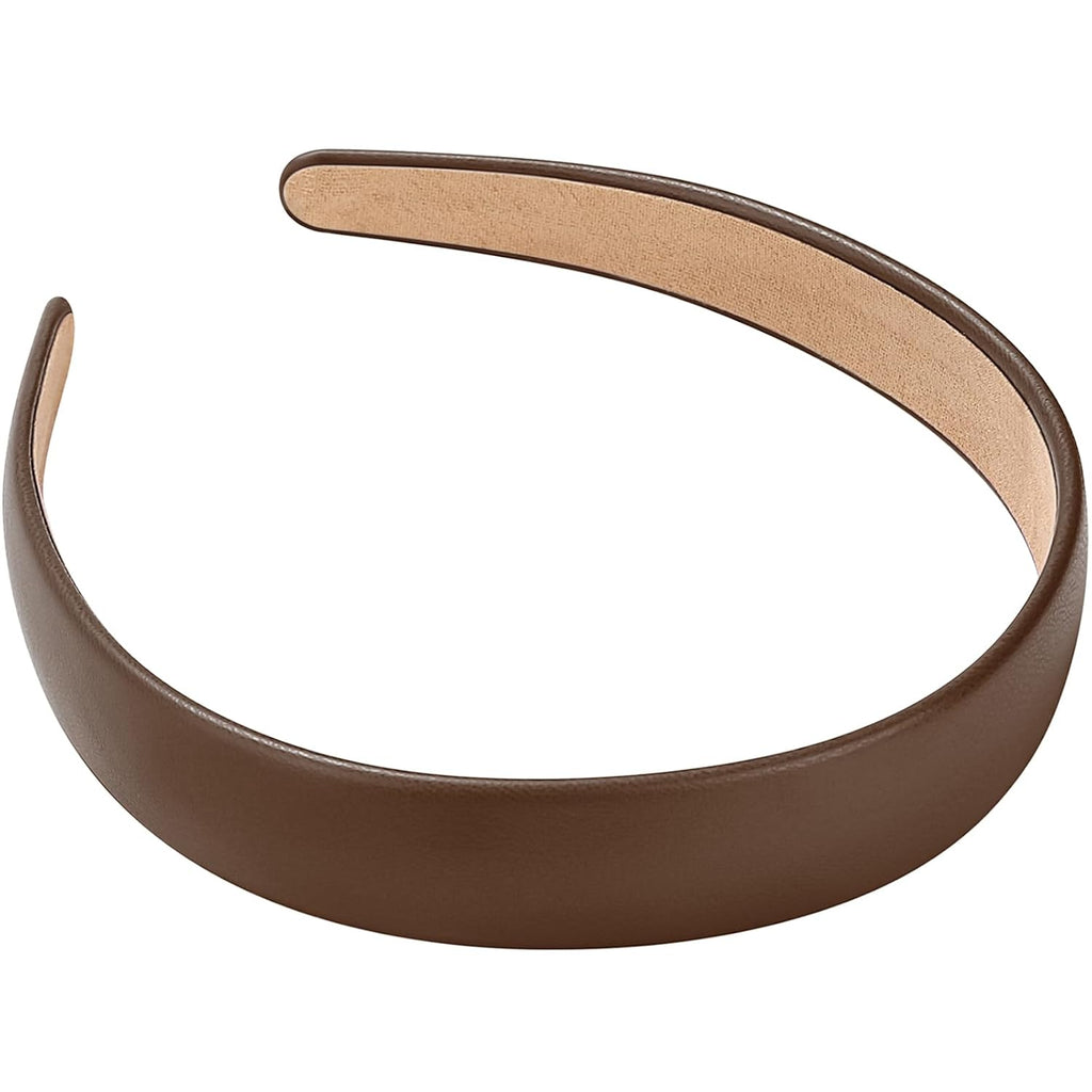 WantGor 1 Inch PU Leather Headband, Wide Padded Hairband Fashion Hair Bands