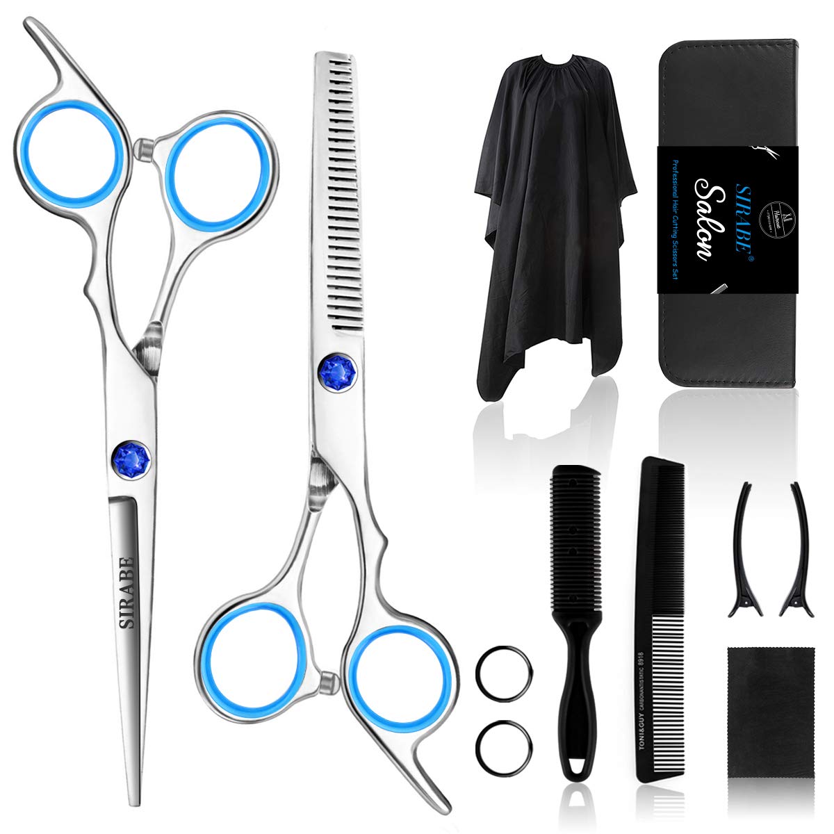 10 PCS Hair Cutting Scissors Set, Professional Haircut Scissors Kit with Cutting Scissors, Thinning Shears, Comb, Cape, 
