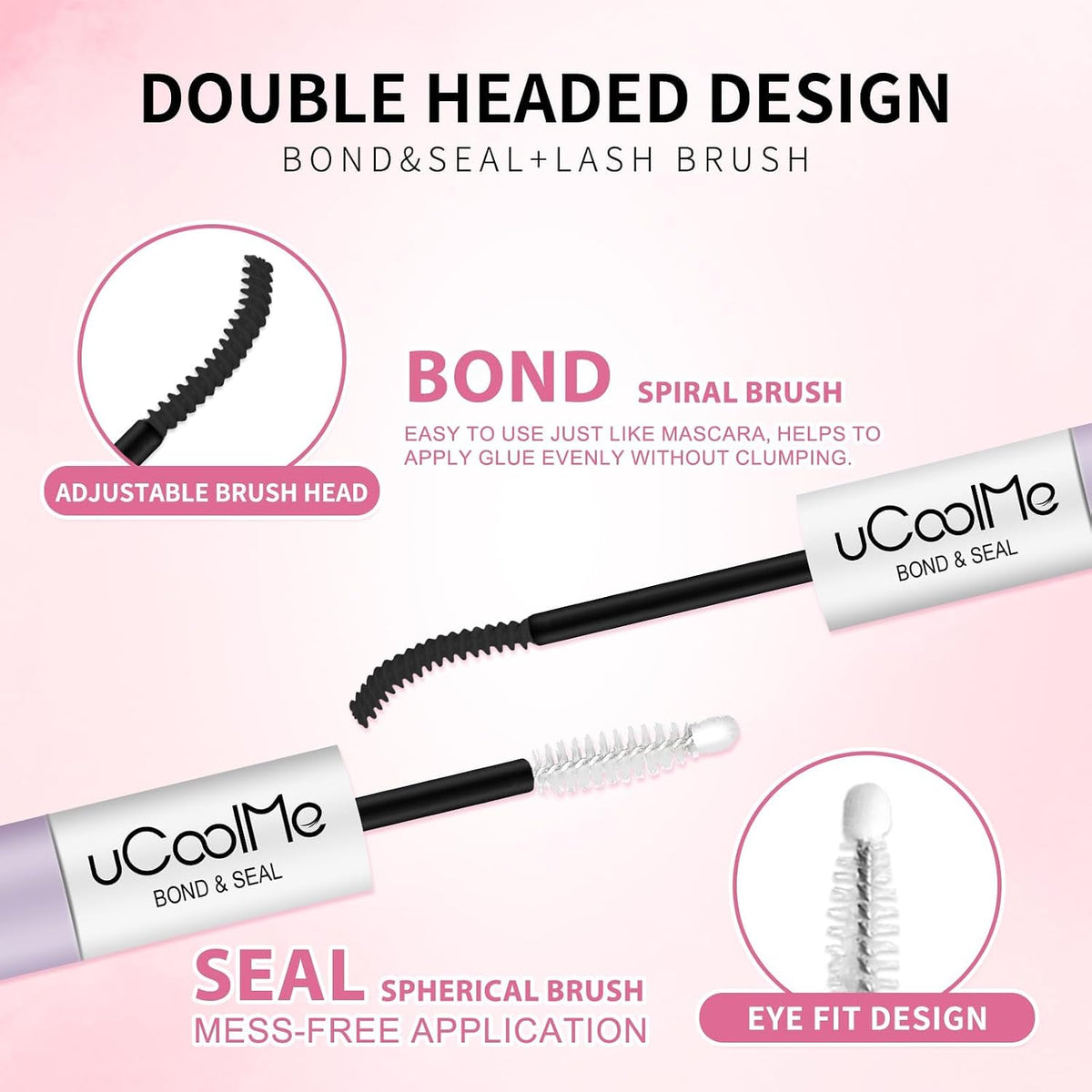 uCoolMe Lash Bond and Seal Waterproof 10ML for Lash Clusters 144Hours SuperStrong Long-Lasting Non-Irritating Eyelash Gl