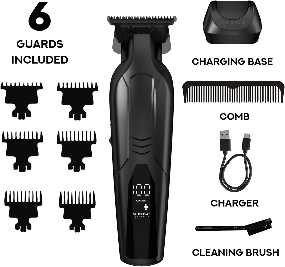 Supreme Trimmer Vader Lite Professional Barber Liner Trimmer ST3700 Black