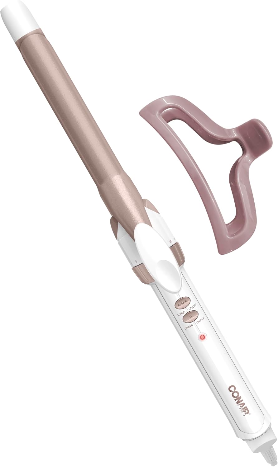 Conair Curling Iron, Double Ceramic, 1-in. Barrel, White/Rose Gold