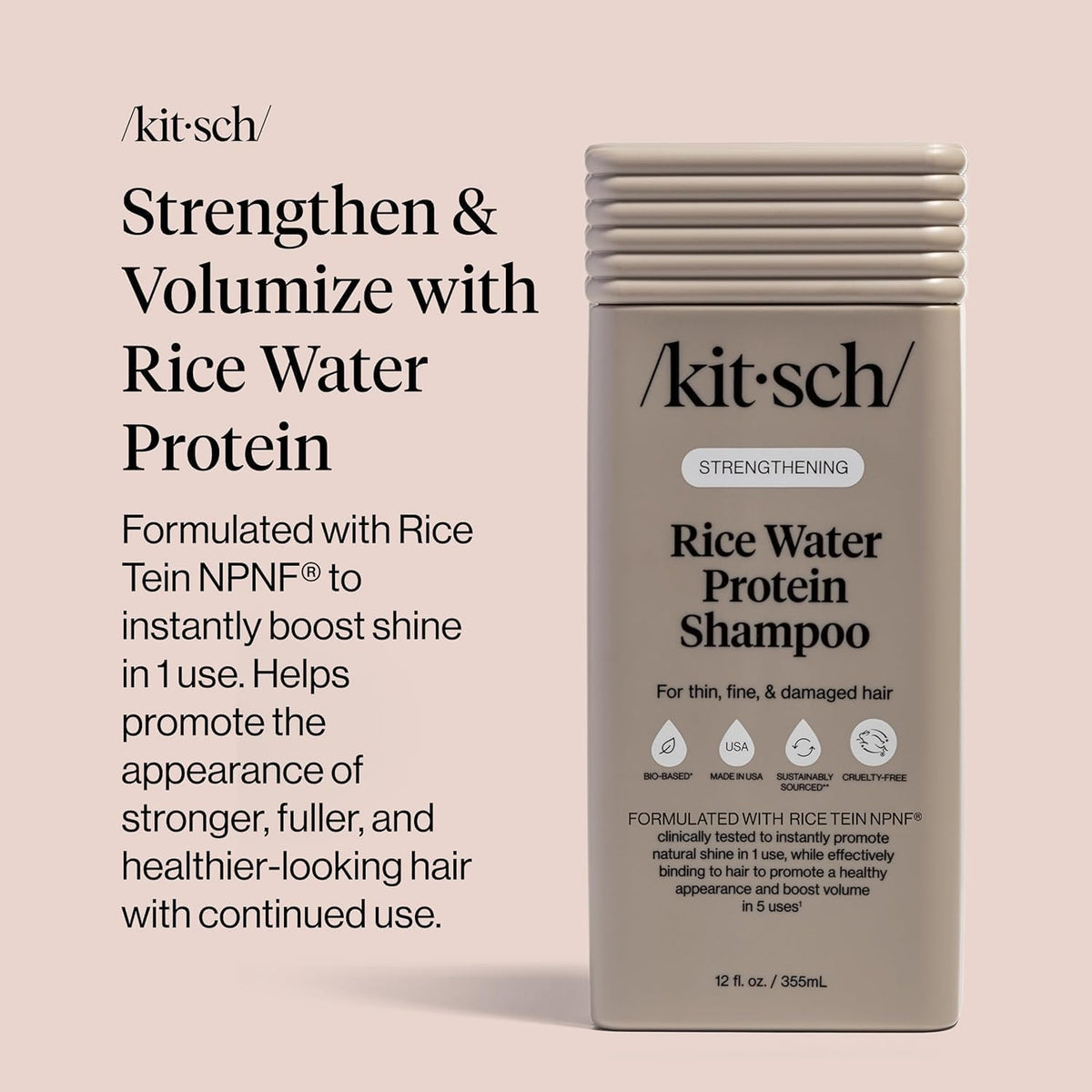 Kitsch Strengthening Rice Water Shampoo for Hair Growth – 12.3 oz