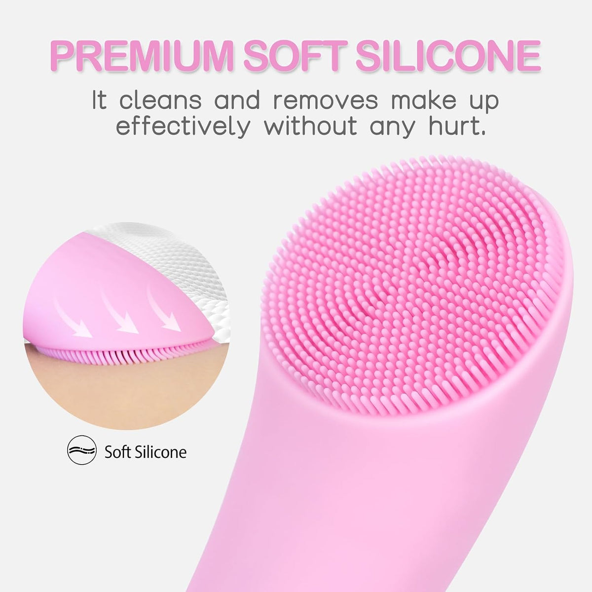 PRITECH Facial Cleansing Brush, Rechargeable Silicone Face Scrubber with Heat Massage End, Vibrating Exfoliator Scrubber