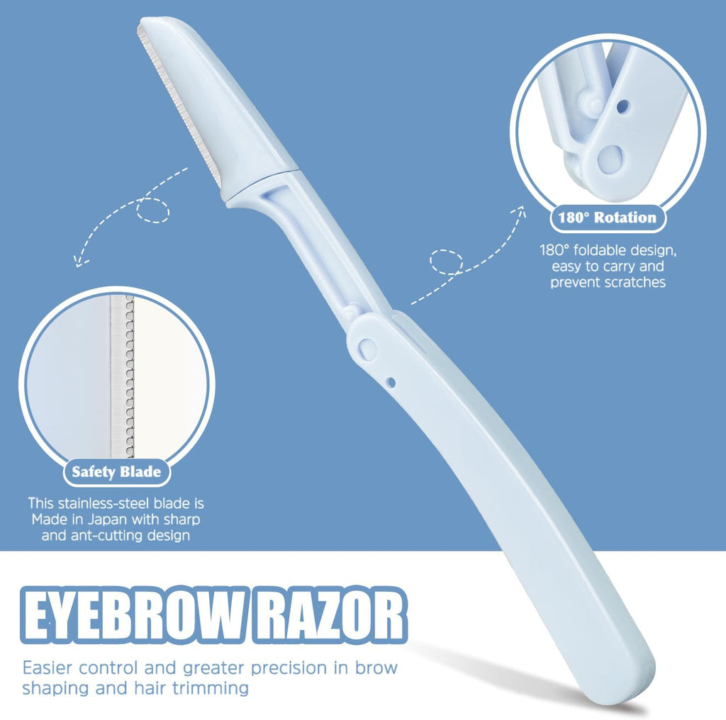 7 pcs Tweezers for Women Facial Hair, Precision Tweezer Set for Eyebrows with Curved Scissor and Eyebrow Razor for Ingro