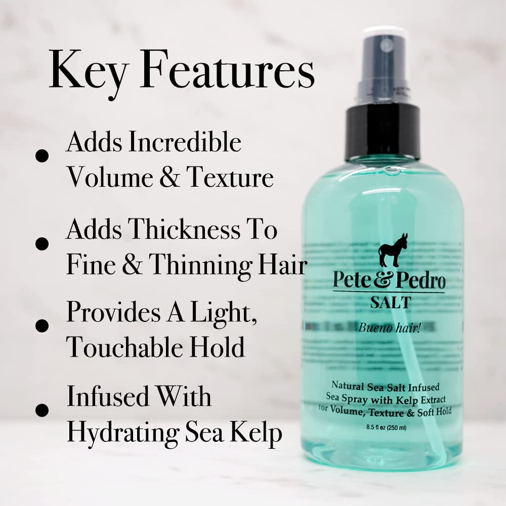 Pete & Pedro Natural Sea Salt Spray For Hair Adds Volume & Texture, 8.5 oz