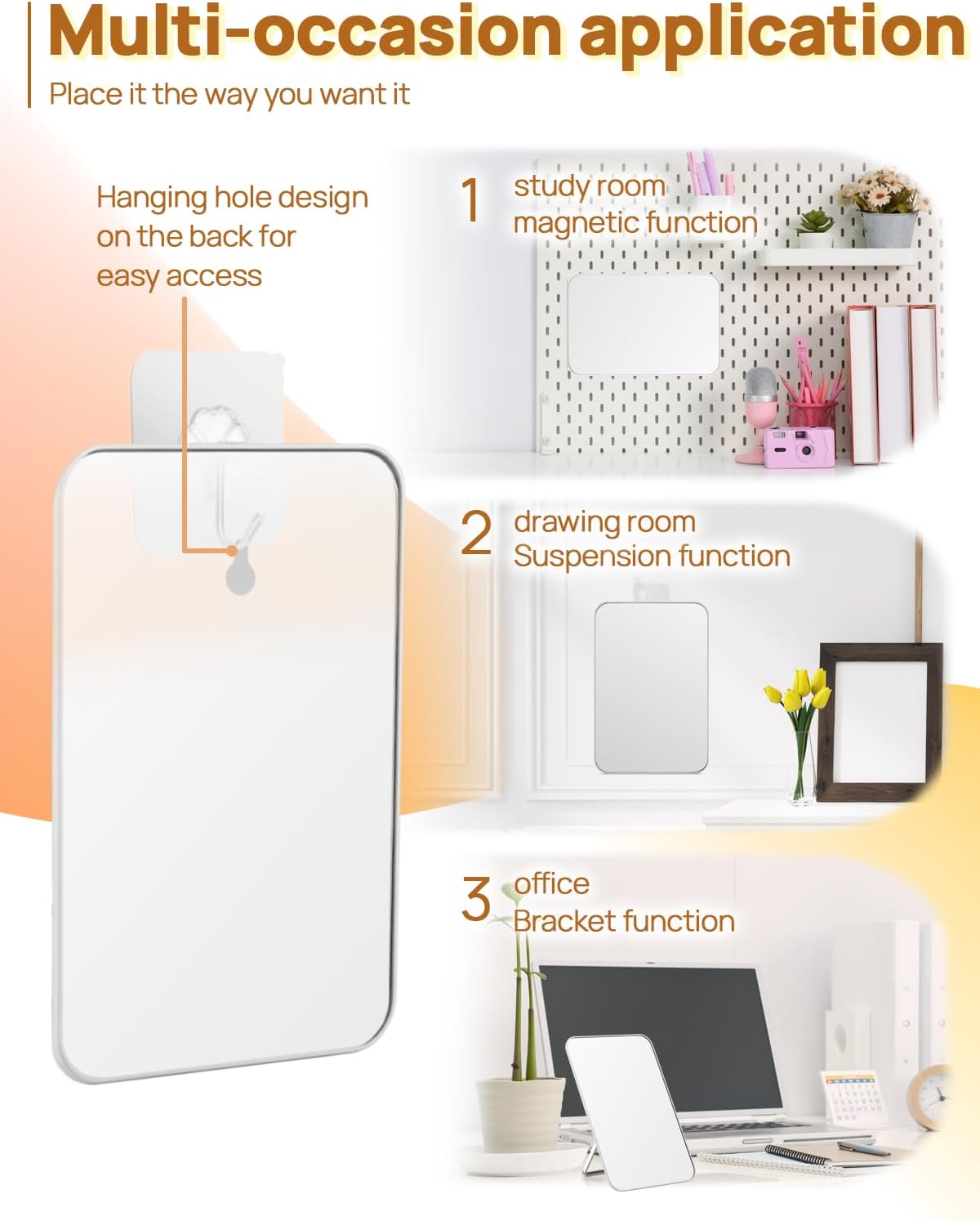OMIRO 8 x 5 in Desk Makeup Mirror with Stand and Hanging Hole, White