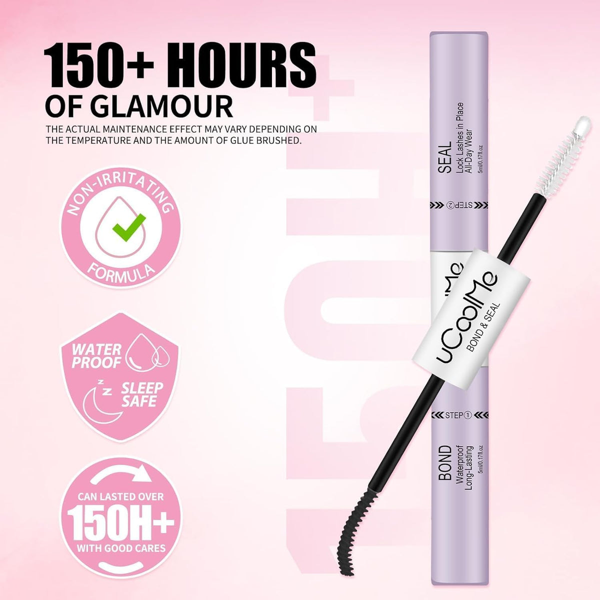 uCoolMe Lash Bond and Seal Waterproof 10ML for Lash Clusters 144Hours SuperStrong Long-Lasting Non-Irritating Eyelash Gl
