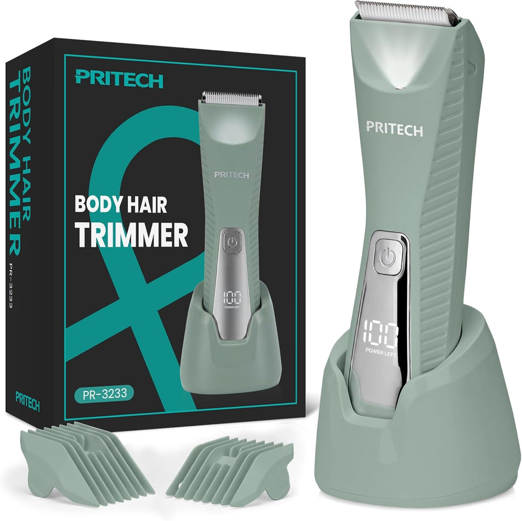 PRITECH Manscape Body Hair Trimmer - Waterproof Pubic Hair Ball Trimmer, Ceramic Blade Shavers Electric Razors for Men w
