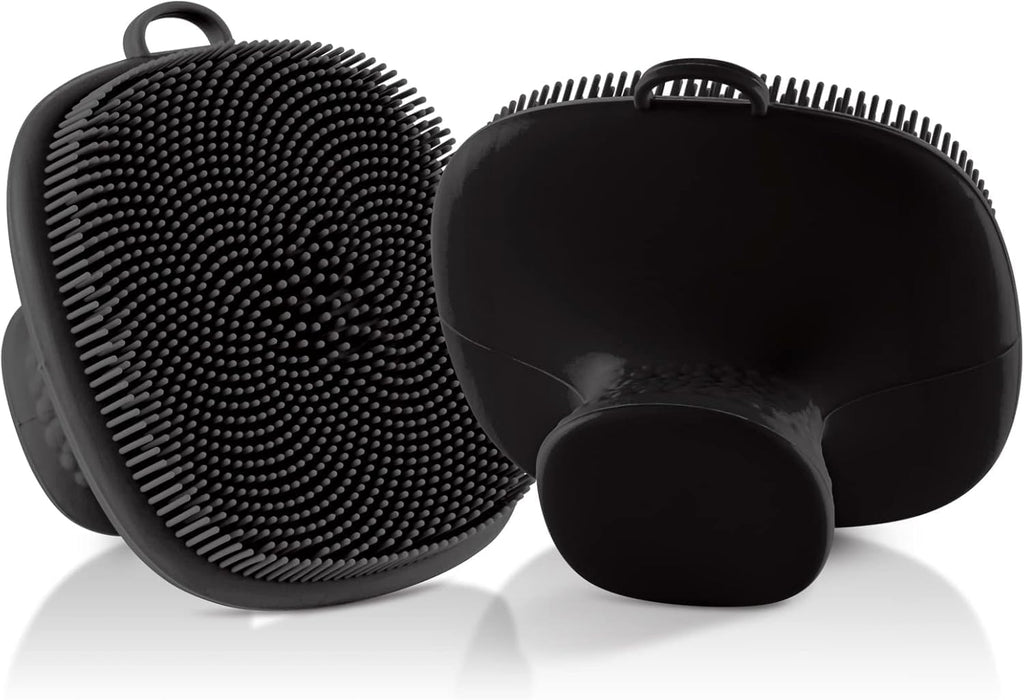 VWMYQ Silicone Face Scrubber for Men & Women, Manual Waterproof Facial Cleansing Brush for Exfoliating‑Black