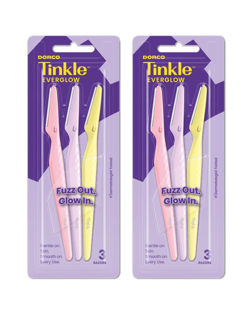 Tinkle Dermaplaning Tool 6ct, Dermaplane Razor for Women, Safe and Easy Peach Fuzz Remover, Eyebrow Trimmer with Protect