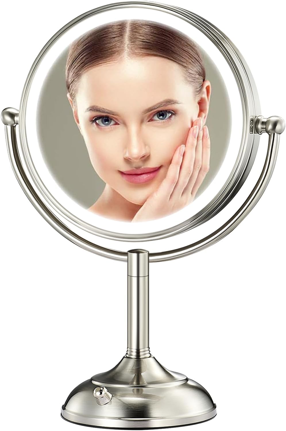 Professional 8.5" Large Lighted Makeup Mirror with Brighter Lights, 1X/10X True HD Magnifying Mirror with 3 Color Dimmab