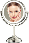 Professional 8.5" Large Lighted Makeup Mirror with Brighter Lights, 1X/10X True HD Magnifying Mirror with 3 Color Dimmab