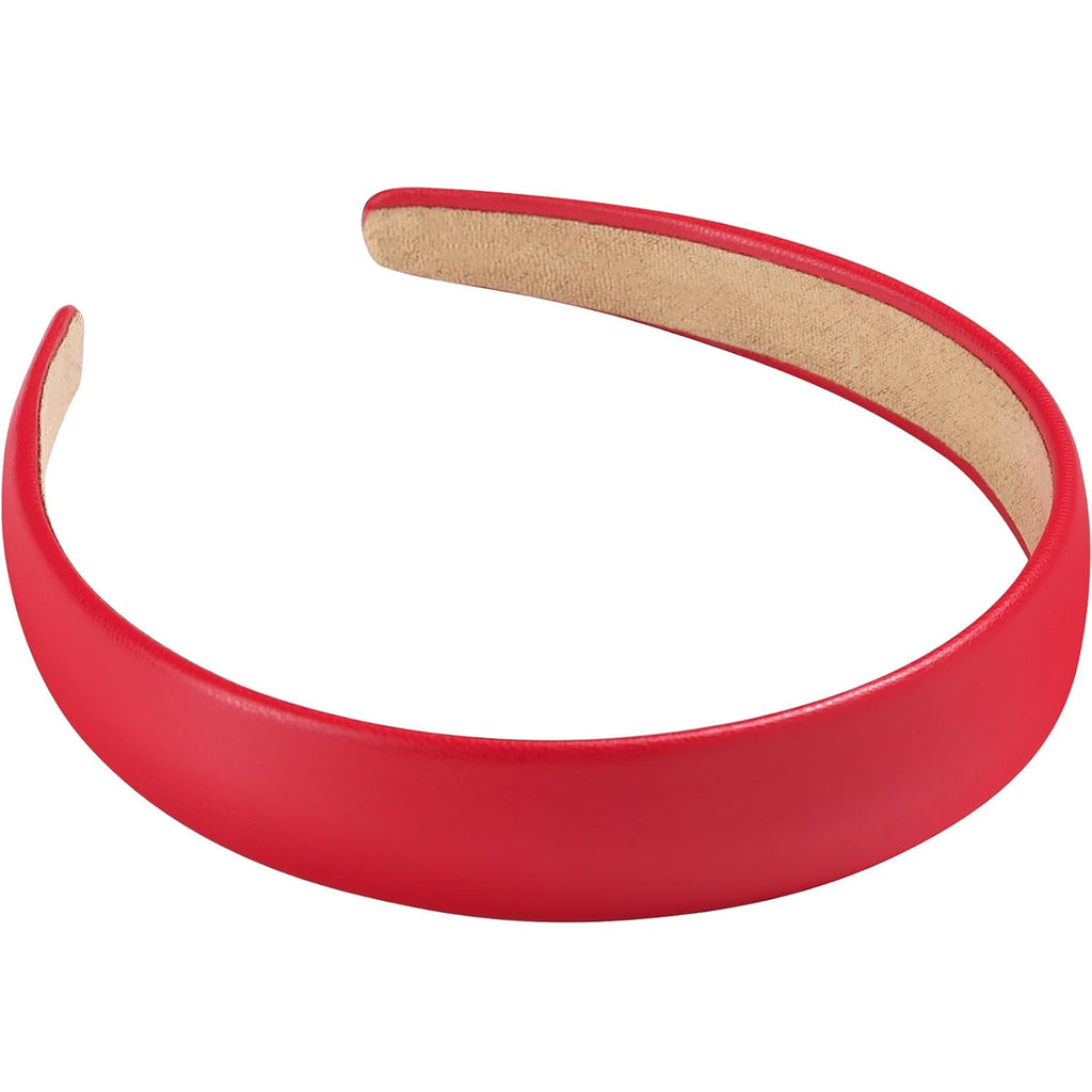 WantGor 1 Inch PU Leather Headband, Wide Padded Hairband Fashion Hair Bands