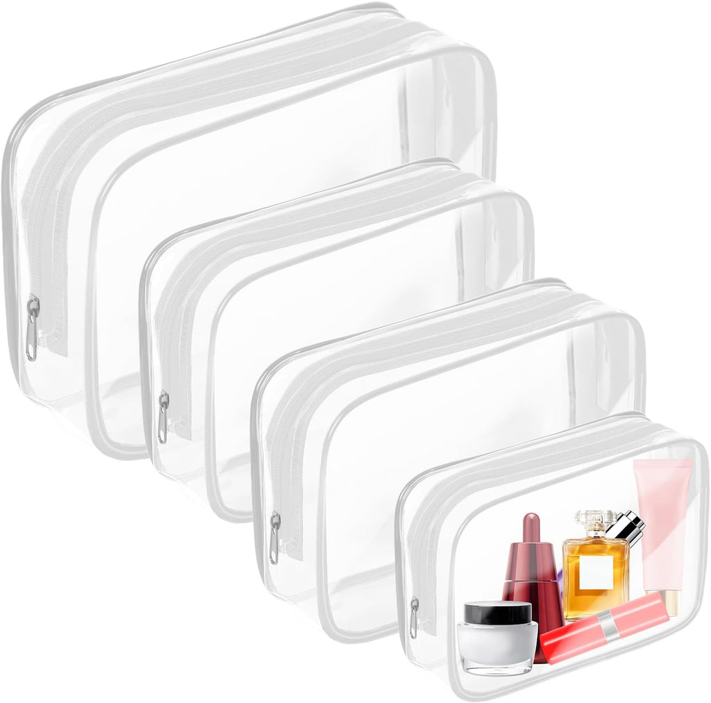AURUZA Clear Makeup Bag,Portable Travel Toiletry Bags with Zipper, TSA Approved Clear Organizer Bags, PVC Cosmetic Pouch