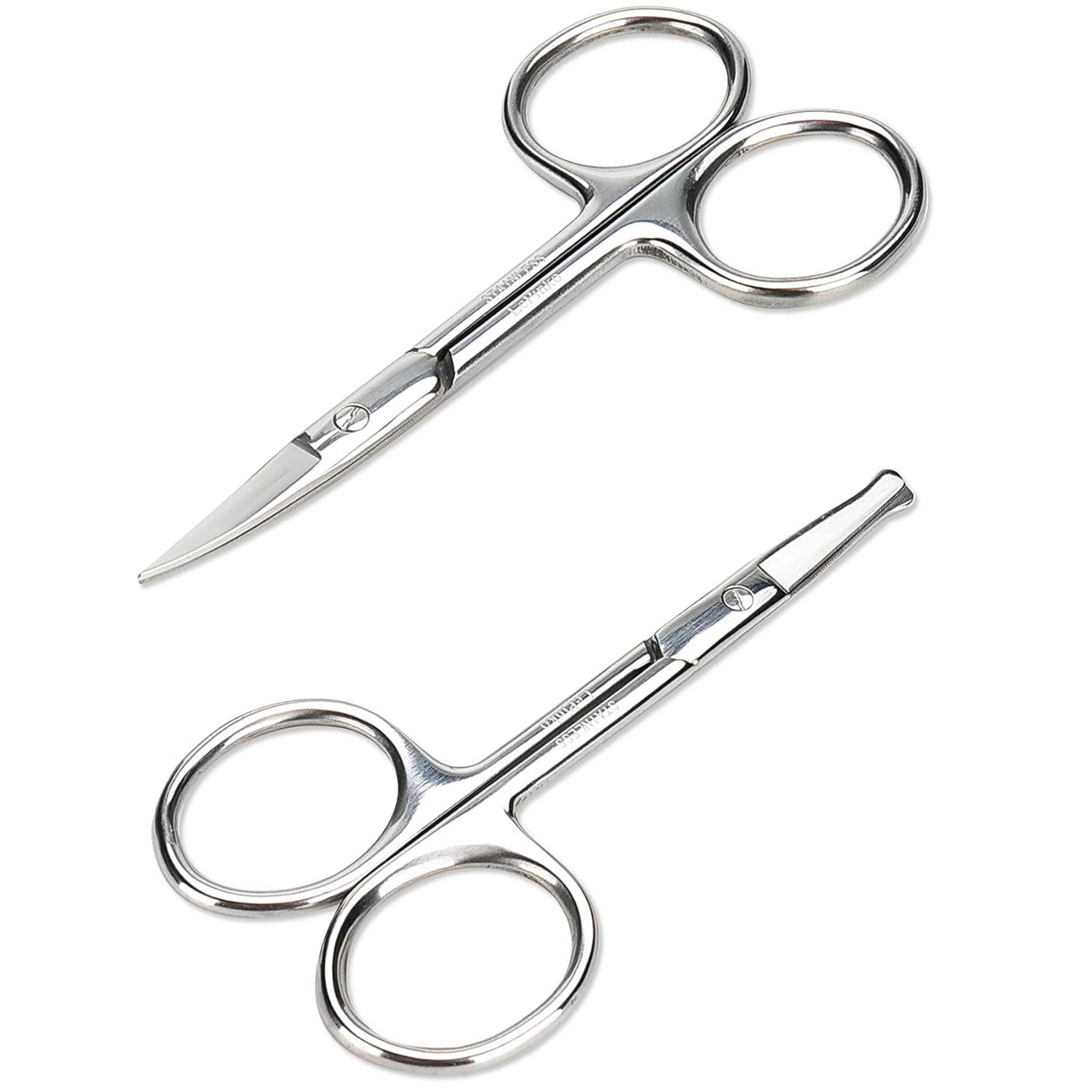 Facial Hair Small Grooming Scissors For Men Women, 2PCS Silver