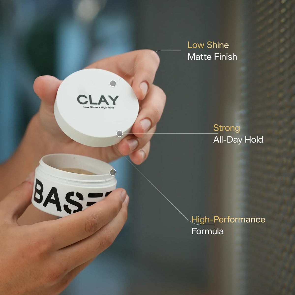 BASED Hair Clay for Men, Premium Hair Clay with Strong Hold, Texturizing Finish, & Low Shine, Hair Styling for Medium, T